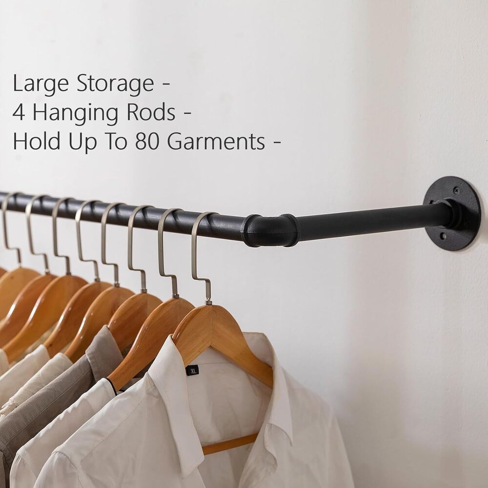 Industrial Pipe Clothes Rack Wall Mounted Clothing Rack,Heavy Duty Iron Pipe Garment