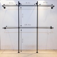 Industrial pipe wall-mounted garment racks, metal commercial hangers, coat racks black 118x78x10in