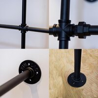 Industrial pipe wall-mounted garment racks, metal commercial hangers, coat racks black 118x78x10in