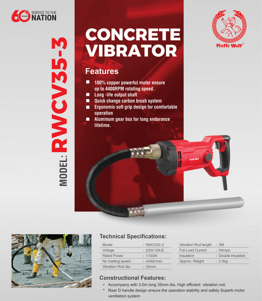 Ralli Wolf Concrete Vibrator (Rw-cv35a 3)