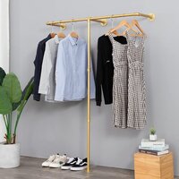 Industrial Pipe Clothes Rack, Heavy Duty Wall Mounted golden Iron Garment Bar