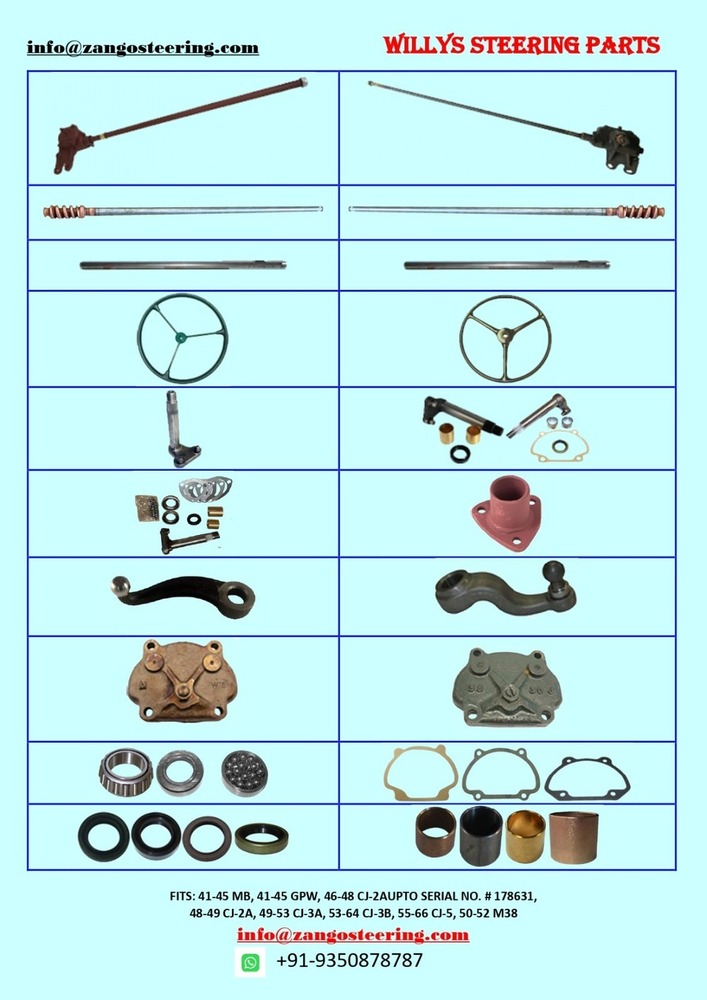 WILLYS JEEP 1941-1945 MB & GPW  PARTS