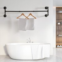 Wall Mounted Clothes Rail, 127cm Industrial Pipe Clothes Bar Rack