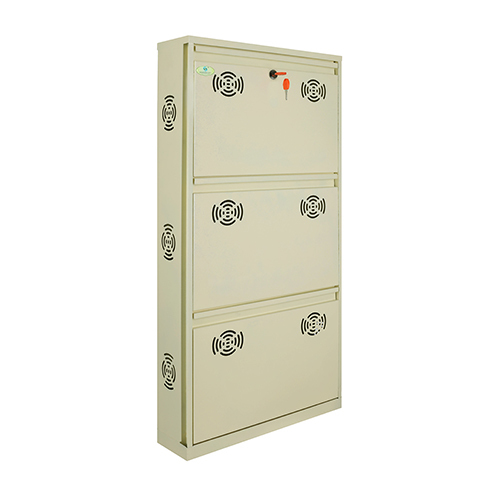 20x41 Inch 3 Door Ivory Wide Wall Mounted Metal Shoe Rack