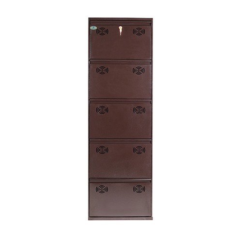 20X67 Inch 5 Door Wide Wall Mounted Metal Shoe Rack - Color: Brown