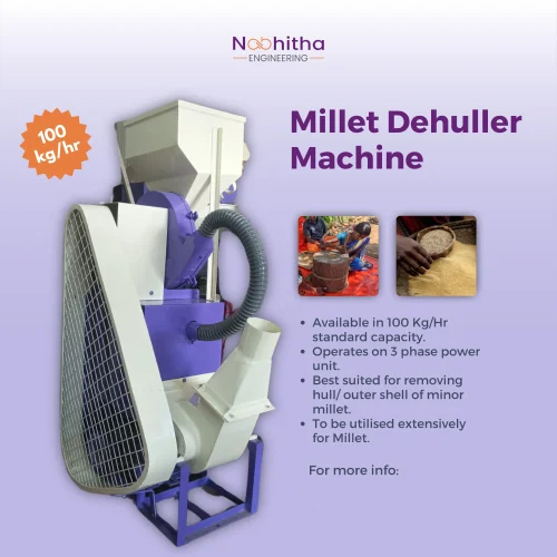 Single Stage Millet Dehuller - Industrial-Grade Metal Construction | Standard Size, Purple & White, New Condition