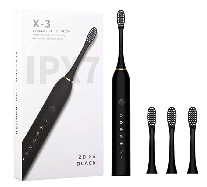 X-3 Sonic power toothbrush with 3 changeable heads