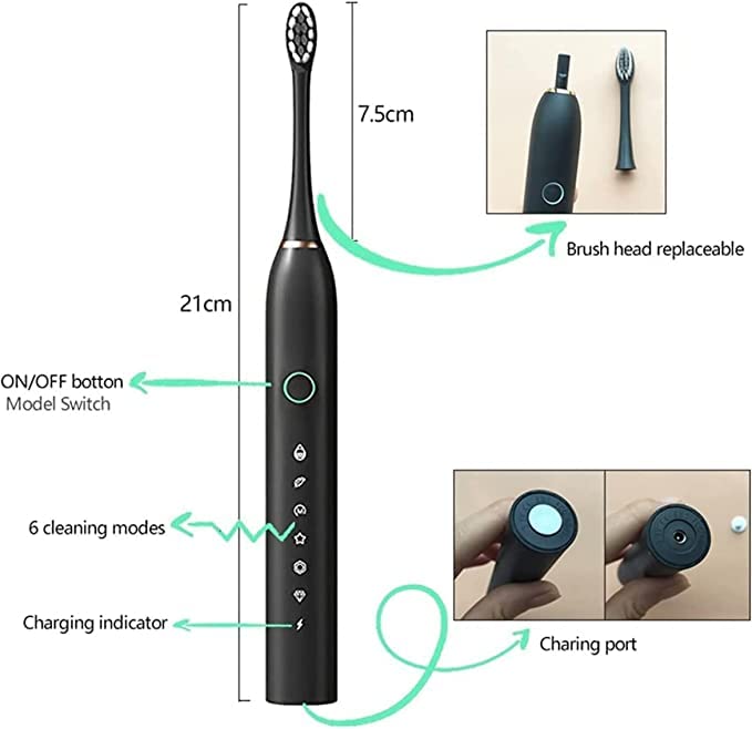 X-3 Sonic Power Toothbrush With 3 Changeable Heads - Color: Multi