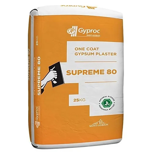 25kg Gyproc Gypsum Plaster - Gypsum Material, Waterproof Finish, Smooth Surface Treatment | Ideal for High-Moisture Areas, Quick Drying