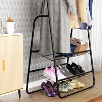 Metal 2 Bottom Garment Rack Portable Closet Storage Organizer Stand for Coat