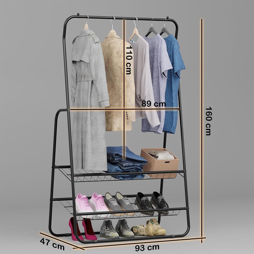 Metal 2 Bottom Garment Rack Portable Closet Storage Organizer Stand for Coat