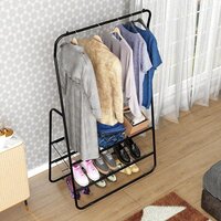 Metal 2 Bottom Garment Rack Portable Closet Storage Organizer Stand for Coat