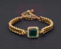 Brass With 18K Gold Plated Handmade Swarovski Thread Adjustable Stone Bracelet