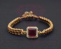 Brass With 18K Gold Plated Handmade Swarovski Thread Adjustable Stone Bracelet