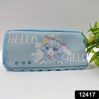 Pencil Pouch - Polyester Fabric, 21x14x2 Cm, Pink Multicolor | Splashproof, Durable Zipper, Cartoon Unicorn Design