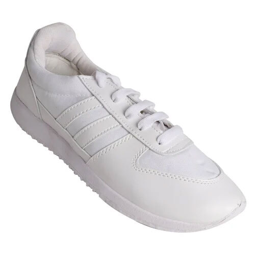 White Jogging Shoe School Shoe - Gender: Men