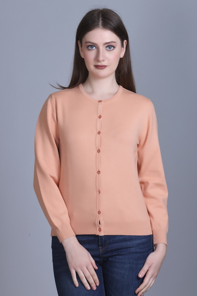 Solid Round Neck Casual Cardigan