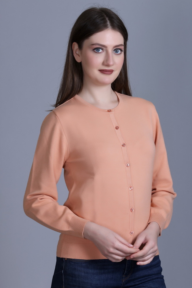 Solid Round Neck Casual Cardigan