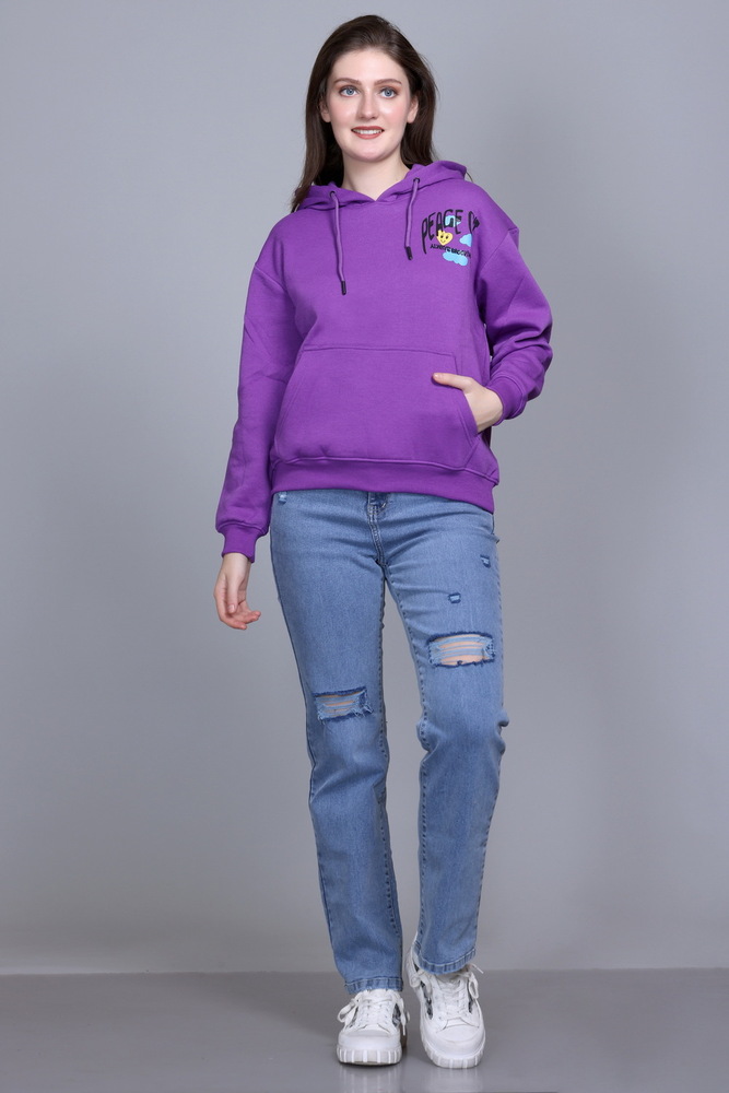 Ladies Printed Hooded Sweatshirt