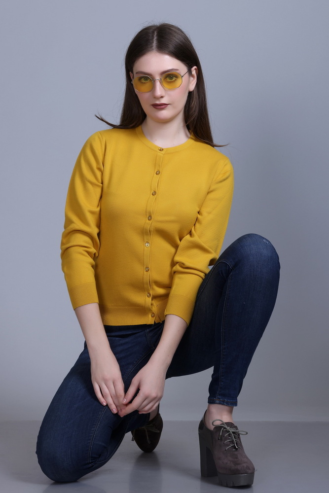 Ladies Yellow Solid Cardigan - Color: Different Available