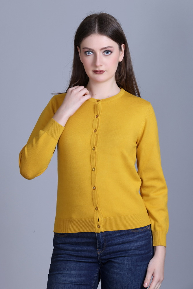 Ladies Yellow Solid Cardigan - Color: Different Available