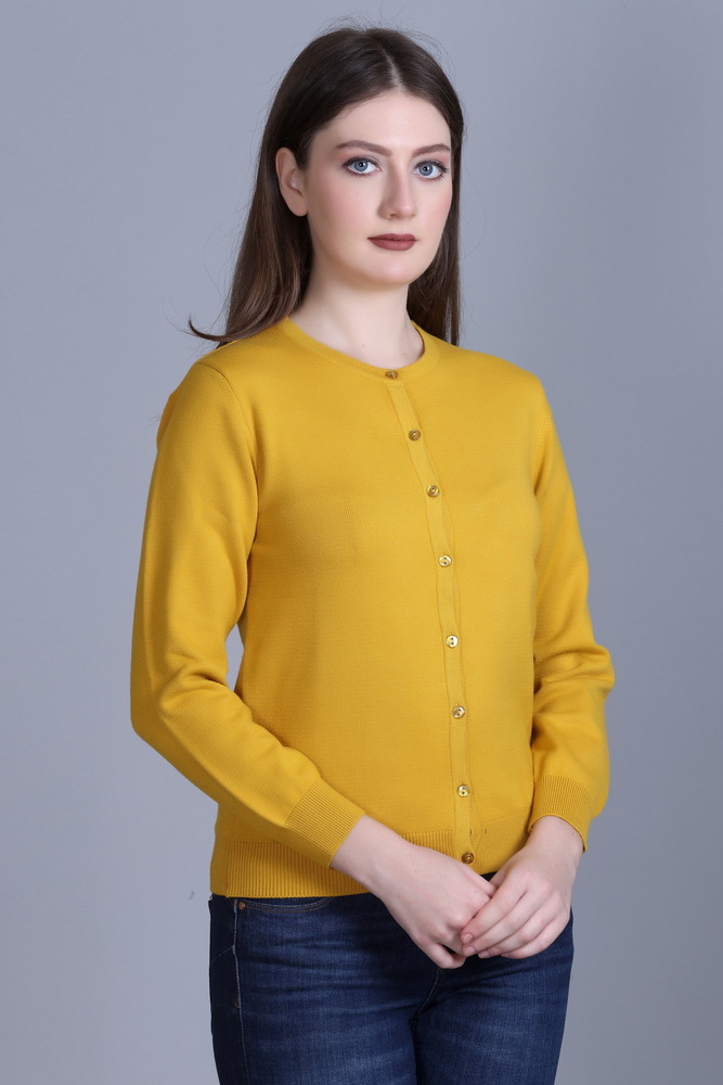 Ladies Yellow Solid Cardigan - Color: Different Available