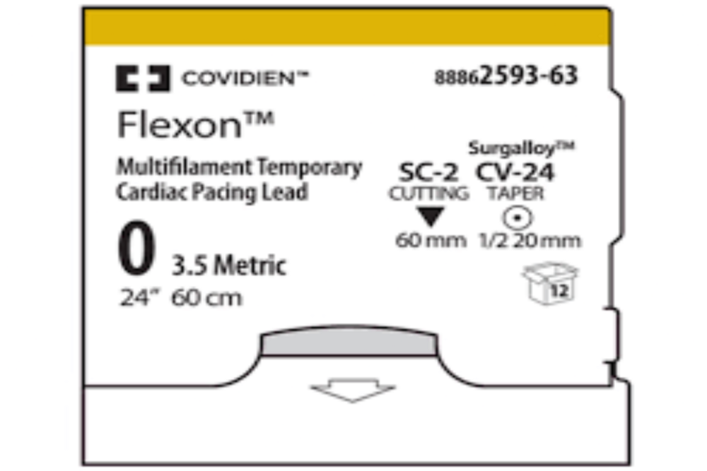 Covidien Flexon Multifilament - Polyester Multifilament, Silicone Coated, Green/white | Braided Non-absorbable, High Tensile Strength, Excellent Knot Security