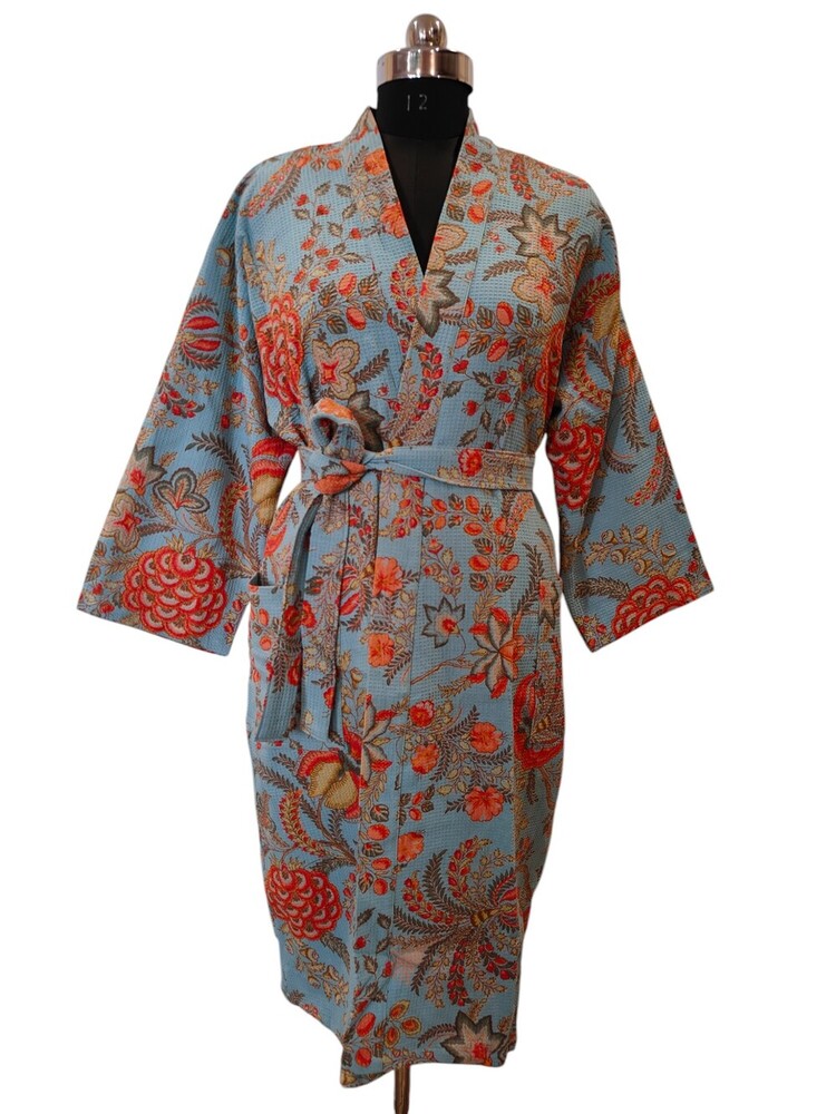 Screen Printed Long Kimono