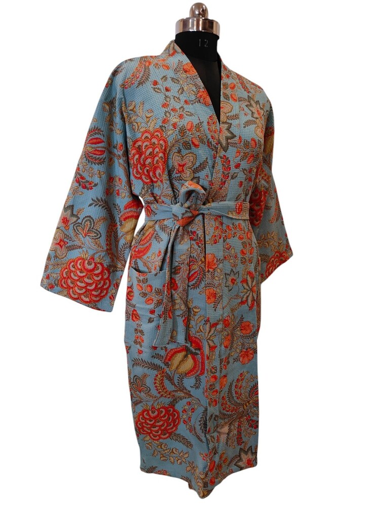 Screen Printed Long Kimono - Color: Multicolor