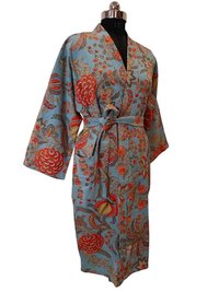 Screen Printed Long Kimono