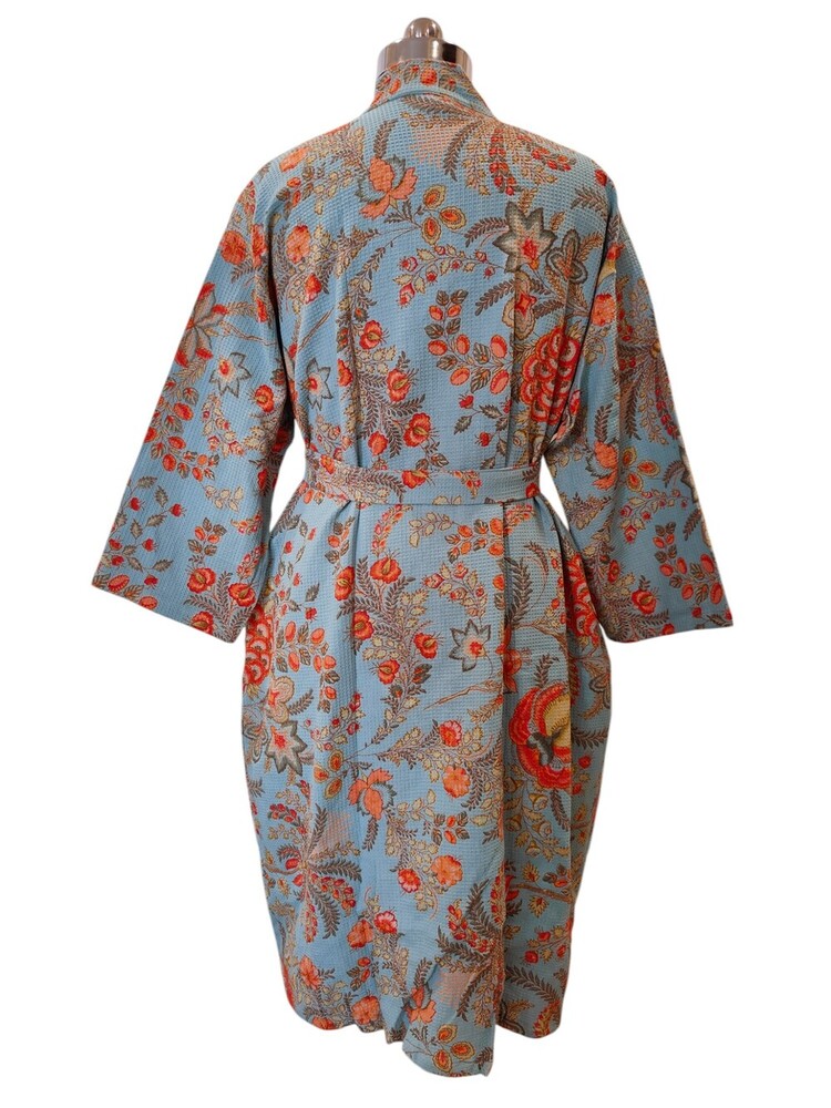 Screen Printed Long Kimono - Color: Multicolor