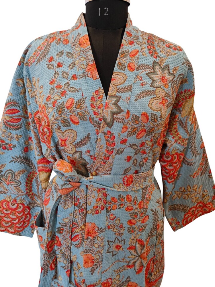Screen Printed Long Kimono - Color: Multicolor