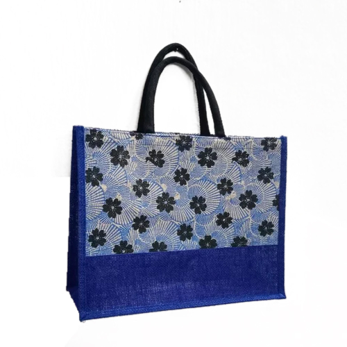 Printed Jute Shopping Bag - Color: Multicolor