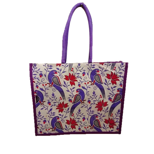 Printed Jute Carry Bag - Color: Multicolor