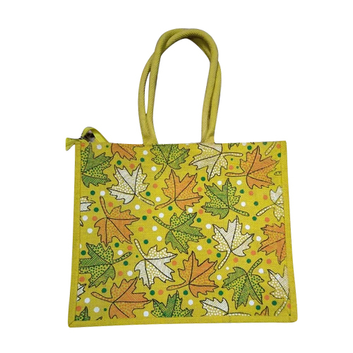 Printed Jute Lunch Bag - Color: Brown