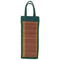 Jute Winebottle Bag - 15x5 Inches | Brown, Handcrafted Eco-friendly Jute, Customizable Size & Weight, Elegant Printed Pattern