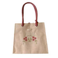 Printed Jute Hand Bag - High-quality Handmade Jute, Customizable Size, Elegant Brown With Printed Pattern | Eco-friendly, Durable Design