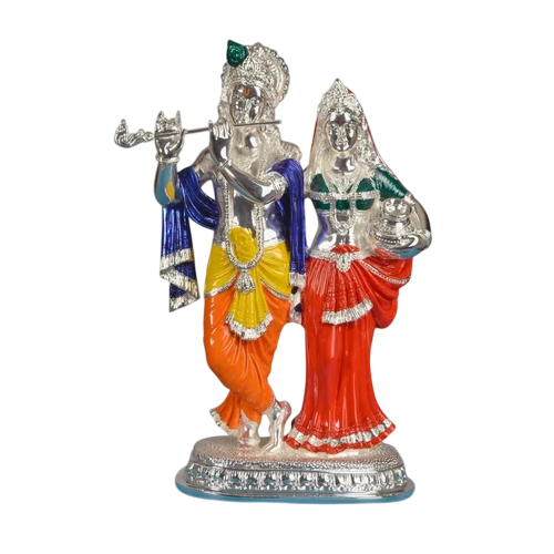 Silver Plated Radha Krishna Statue - Feature: Durable