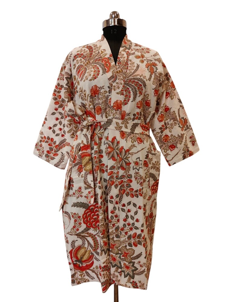 Waffle Screen Printed Kimono