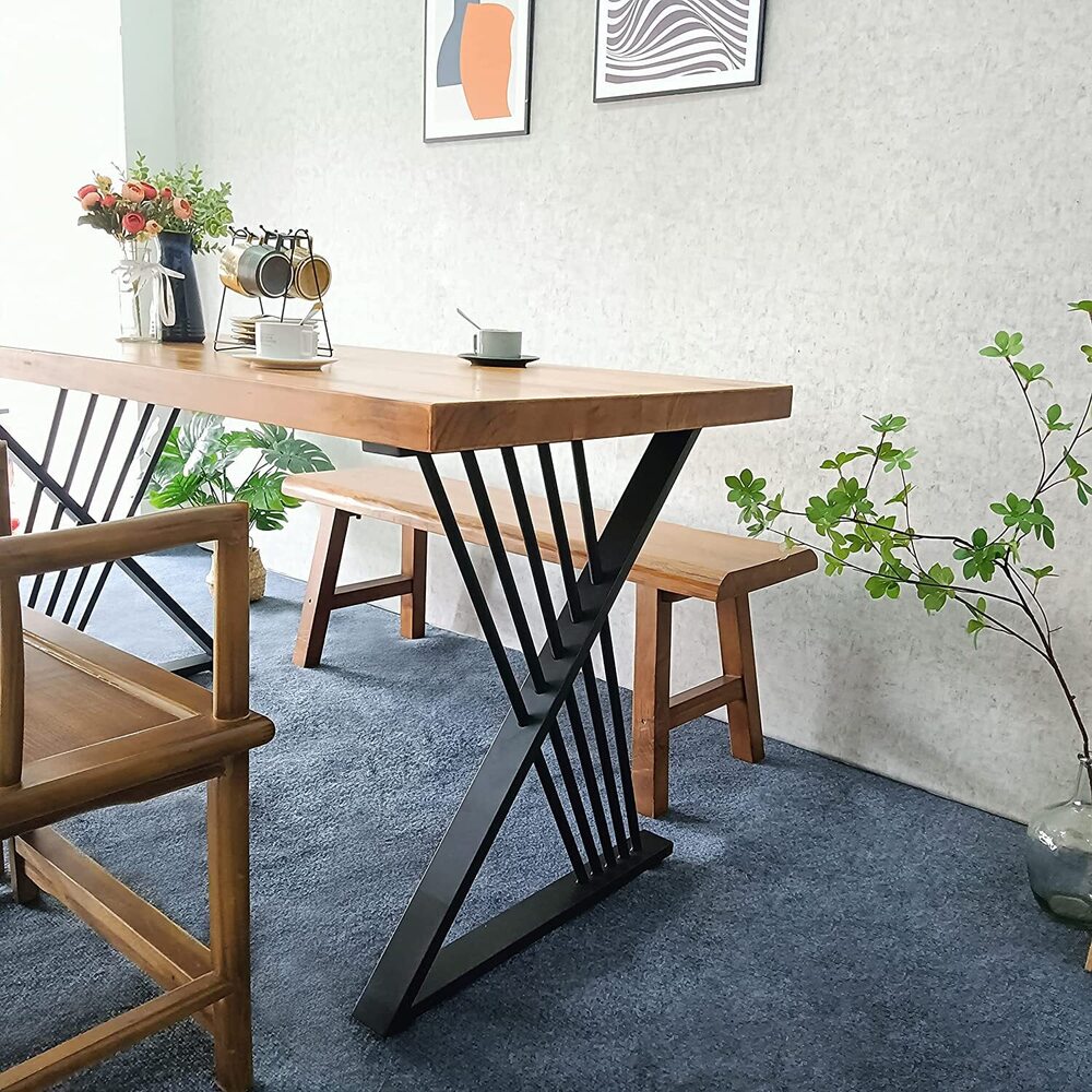 Modern Heavy Duty Tall Black Metal Iron Desk Legs Riser,Bench Furniture Legs for Coffee Table Dining Legs