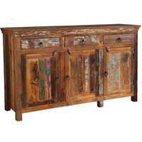 Side Board - Wooden & Iron Construction | Durable, Fireproof Standard, Indian Style Indoor Furniture