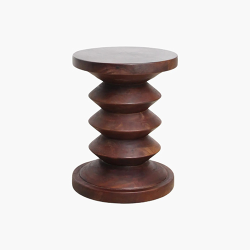 Round Side Table Brown