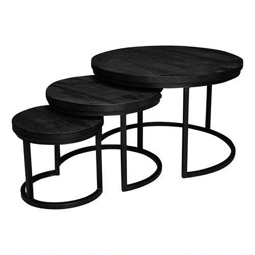 Coffee Table Set 3 Black - Material: Wood/Iron