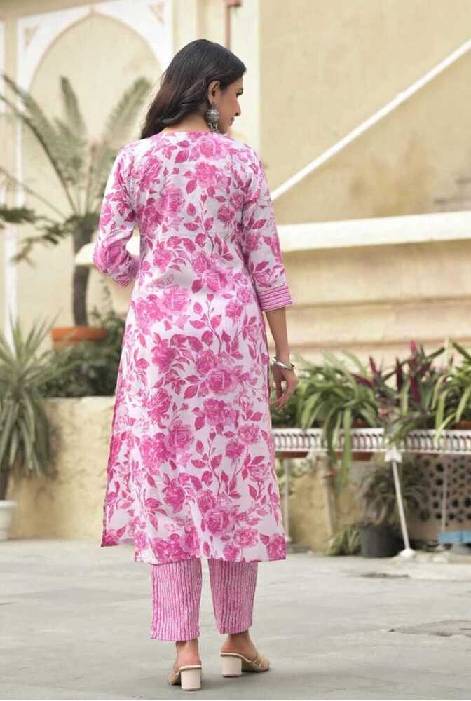 Womens Kurti Sets - Cotton Rayon Fabric, S M L Xl Xxl , Multicolor, Full Length 3/4 Sleeve, Printed Pattern, Embroidery & Mirror Work, Ethnic Design