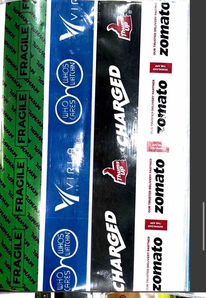 Printed Tapes - Bopp Material, 42 Microns Thick, Multi Colors | Single Side, Self Adhesive, 65 Feet Long, Pressure Sensitive, 3-5 Years Shelf Life