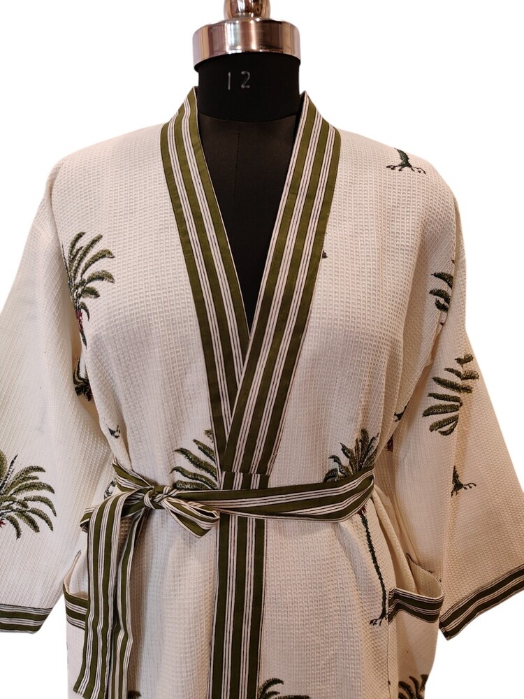 Hand Block Printed Long Kimono - Color: Multicolor