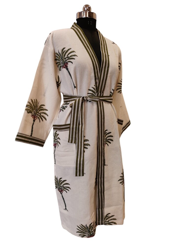 Hand Block Printed Long Kimono - Color: Multicolor