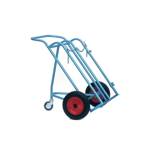 Double Oxygen Gas Cylinder Trolley - Color: Blue