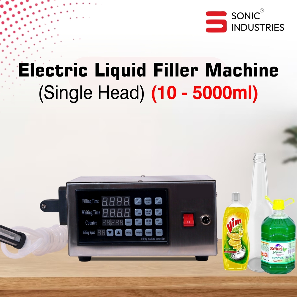 Sonic Industries Single-Head Electric Liquid Filler Machine 10ml-3500ml Range