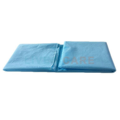Disposable Bed Sheet - Spunbond Nonwoven Pp, 90x210cm, 120x210cm, 160x250cm, Medical Blue, Stitched Edges, Individually Packed